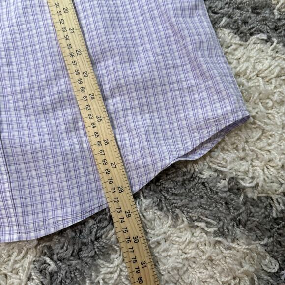 Black Brown 1826 Button‎ Front Shirt Mens 16 1/2 34/35 Purple Multicolor Paid - Picture 7 of 8